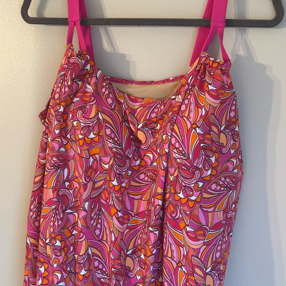 Kim Gravel x Swimsuits For All Blouson Tankini Pink Multi Print Size 16 Swim - Picture 2 of 6